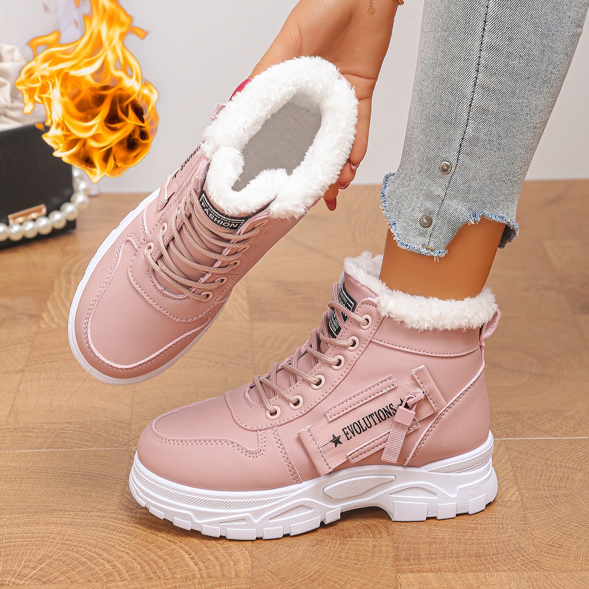 Riding Boot Short - Kadınların 2026 yeni kışlık pamuklu ayakkabıları,