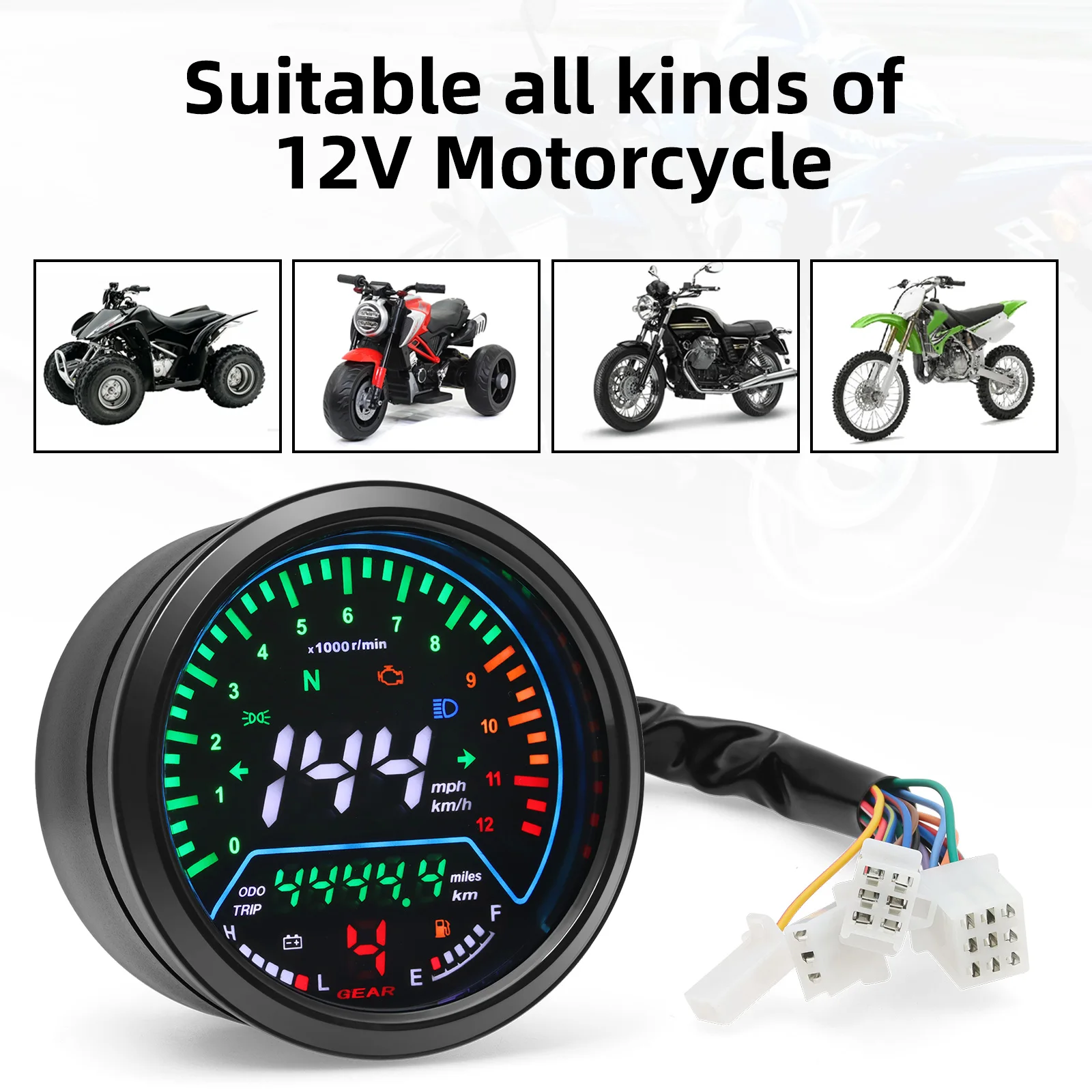 Motorcycle Gear Selector - Evrensel Motosiklet Hız Göstergesi, LED Sinyal